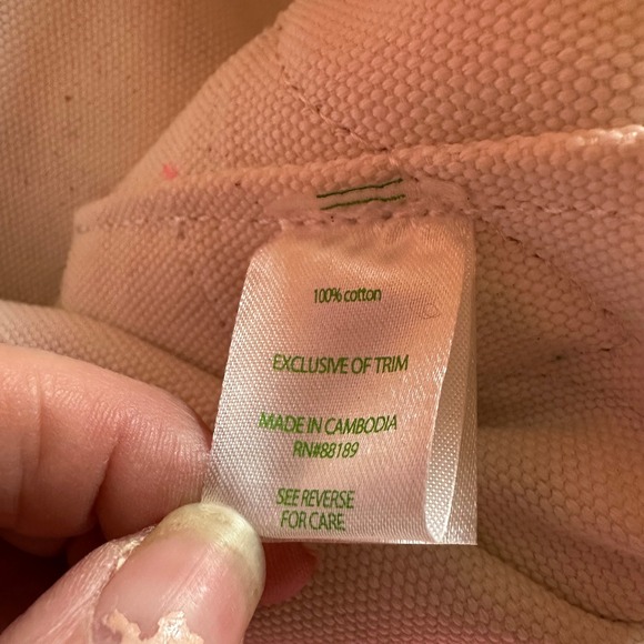 Lilly Pulitzer Canvas Tote Bag Tropical Palm Print Pink Green Beach Bag - Picture 8 of 12